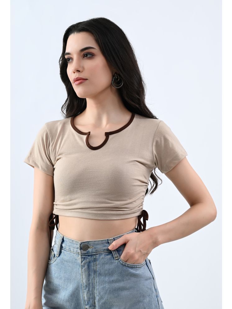     			Lime Beige Cotton Women's Crop Top ( Pack of 1 )