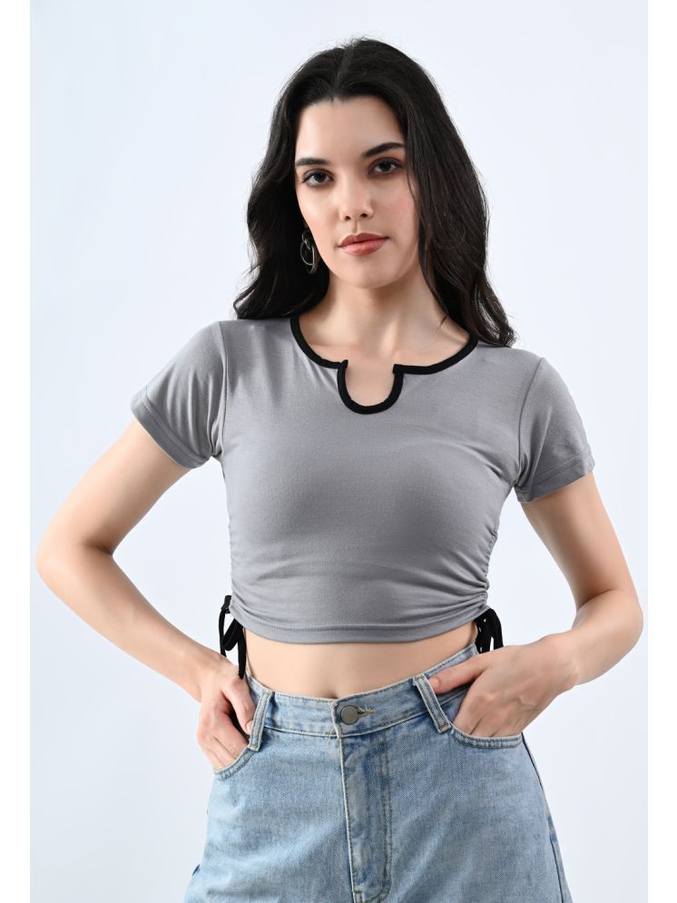     			Lime Grey Cotton Women's Crop Top ( Pack of 1 )