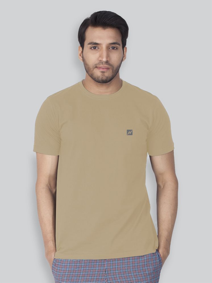     			Lux Nitro Cotton Blend Regular Fit Solid Half Sleeves Men's Round T-Shirt - Brown ( Pack of 1 )