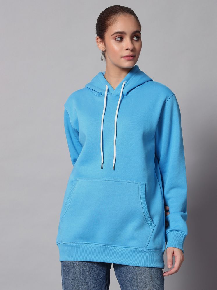     			OBAAN Cotton - Fleece Women's Hooded Sweatshirt ( Blue )