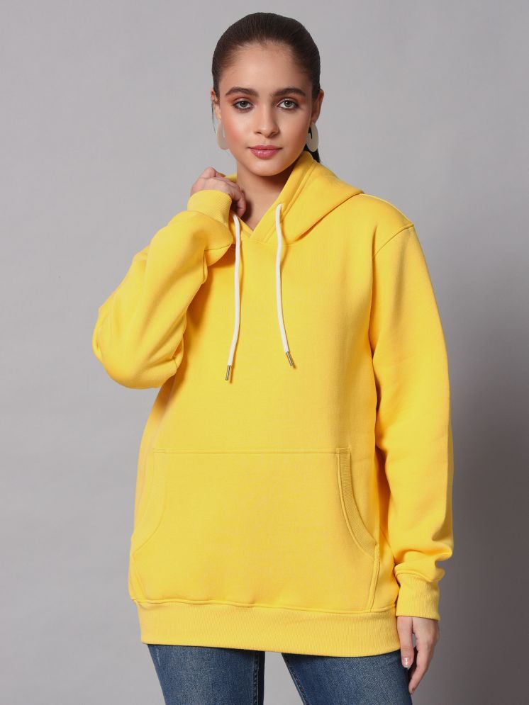     			OBAAN Cotton - Fleece Women's Hooded Sweatshirt ( Yellow )