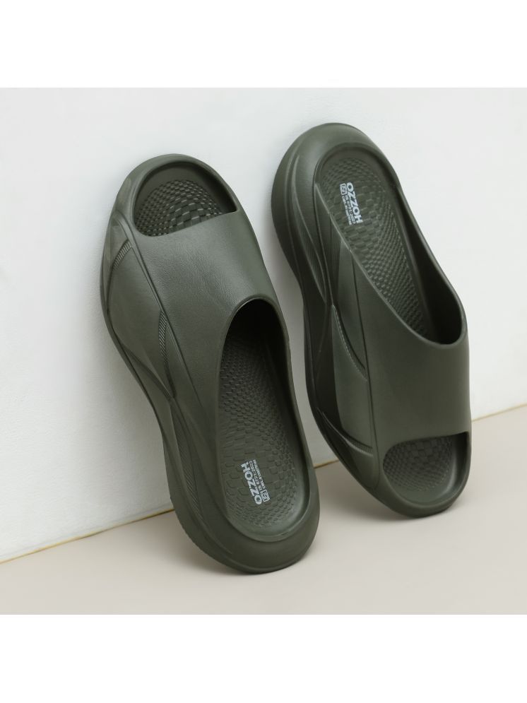     			OZZOH Olive Men's Slide Flip Flop