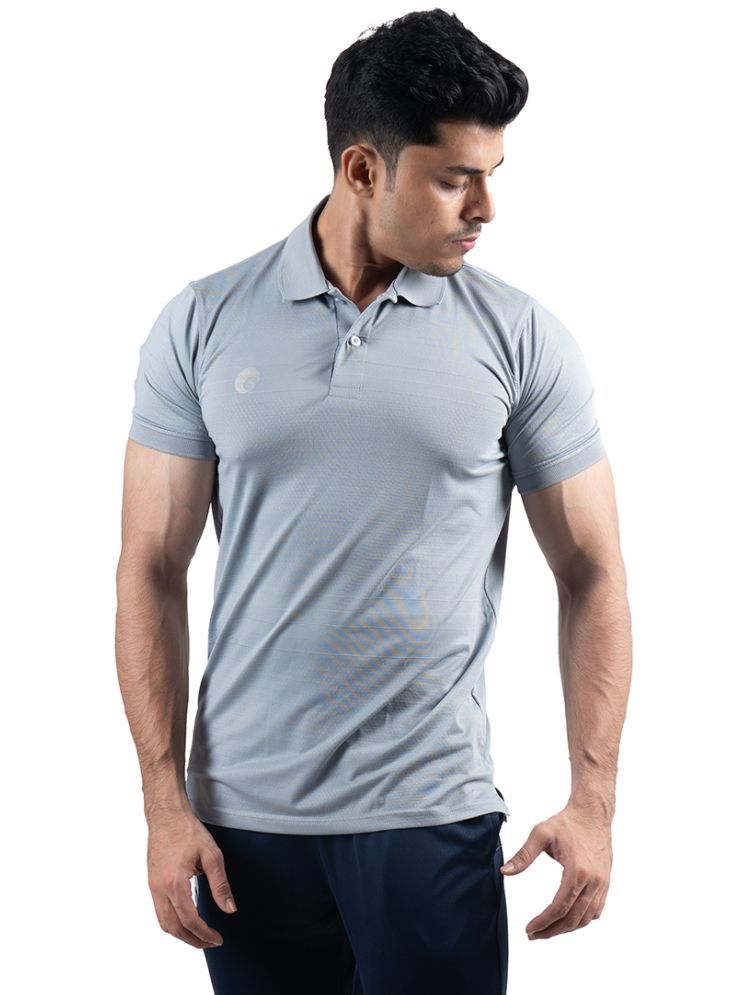     			Omtex Polyester Regular Fit Solid Half Sleeves Men's Polo T Shirt - Grey ( Pack of 1 )