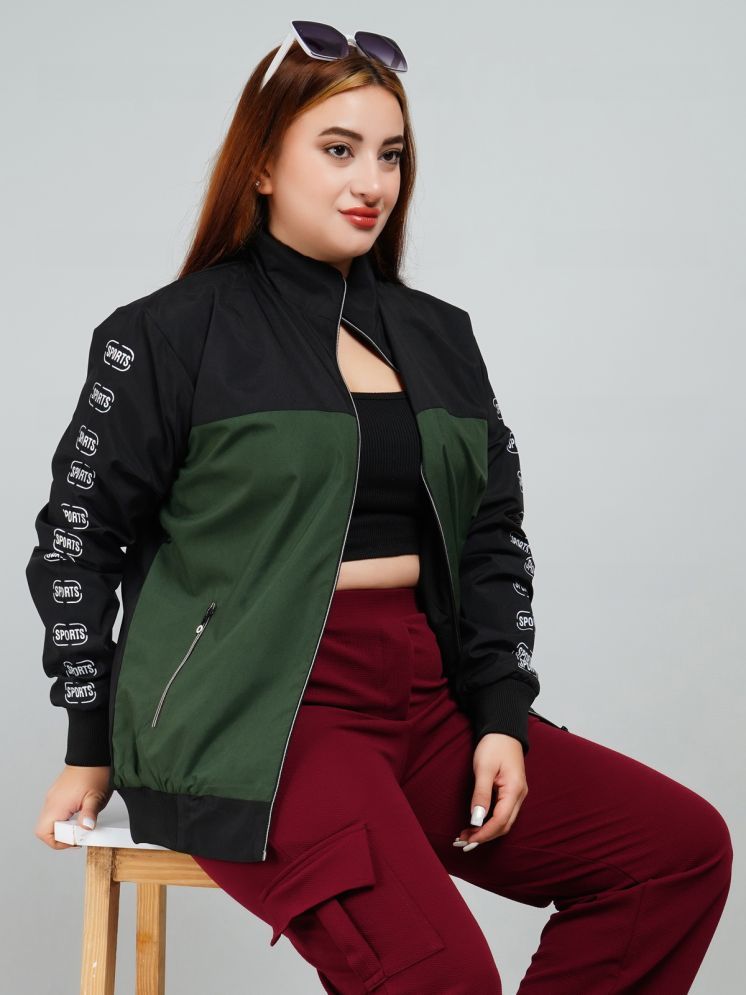     			PLUS PARADISE - Polyester Green Bomber Jackets