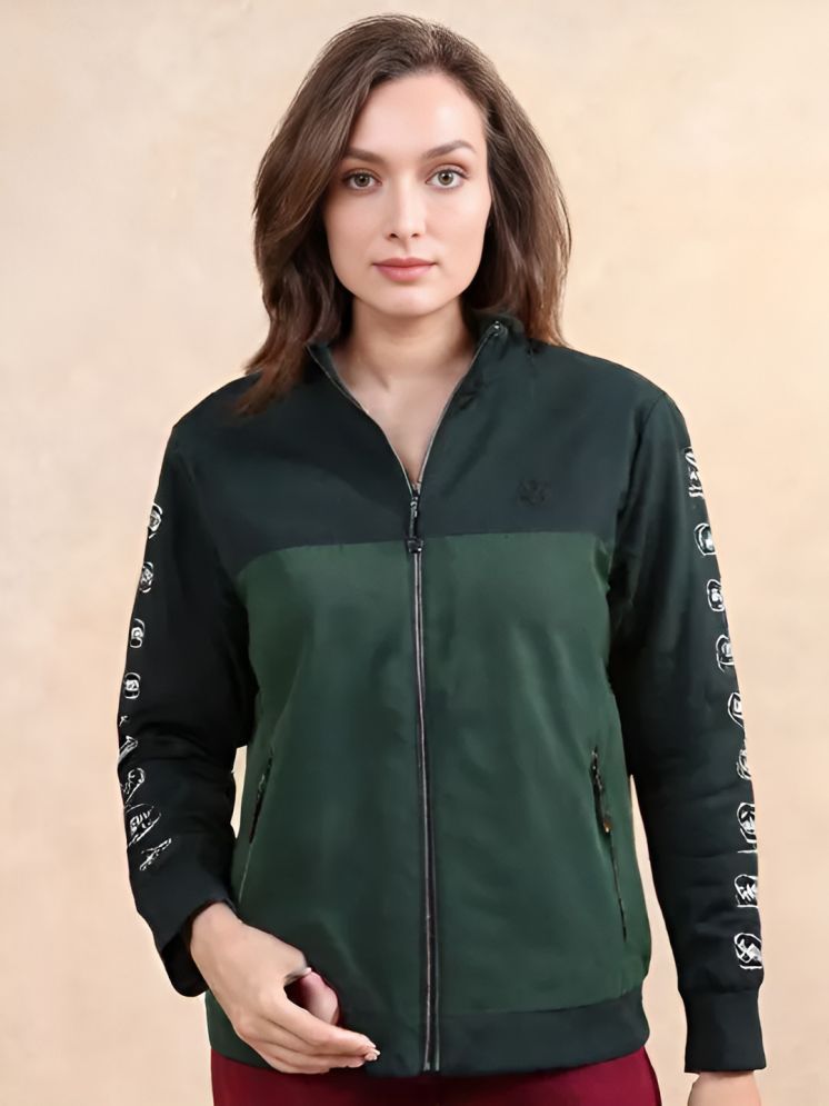     			PPTHEFASHIONHUB - Polyester Green Bomber Jackets