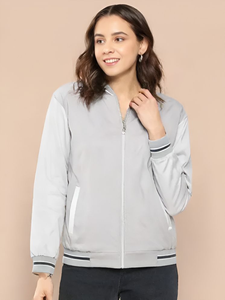     			PPTHEFASHIONHUB - Polyester Grey Bomber Jackets