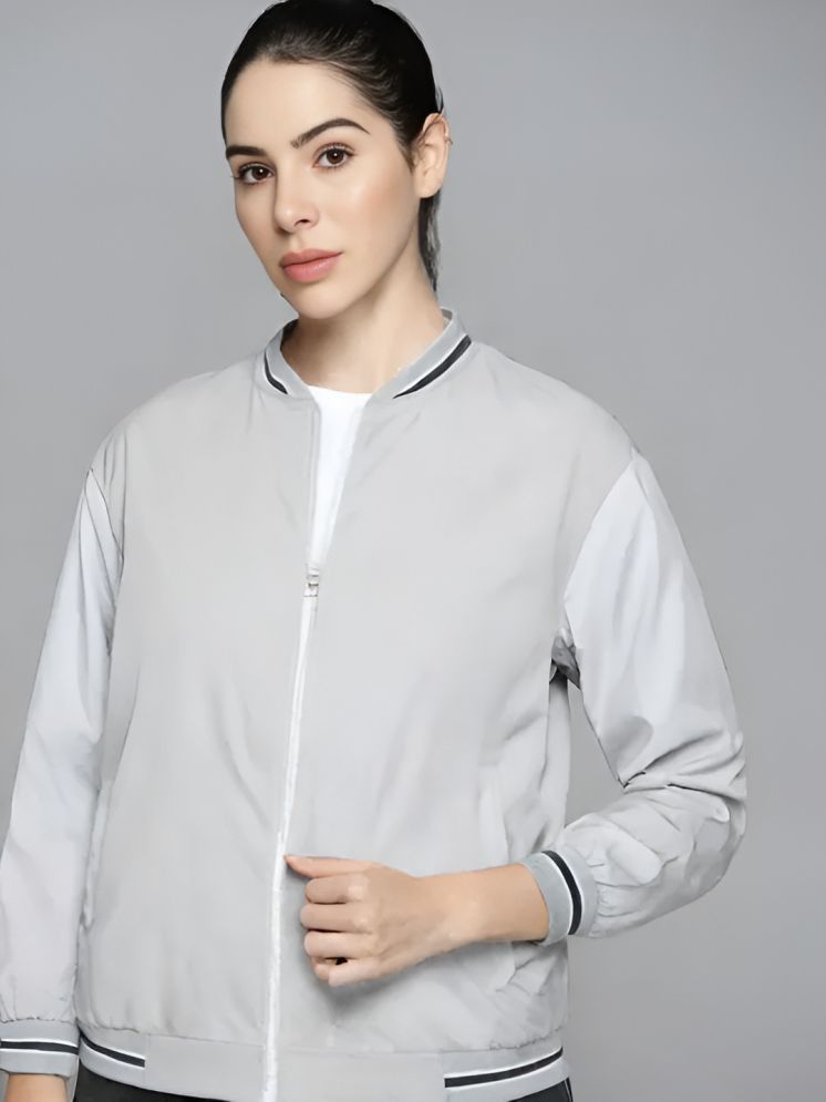     			PPTHEFASHIONHUB - Polyester Grey Bomber Jackets