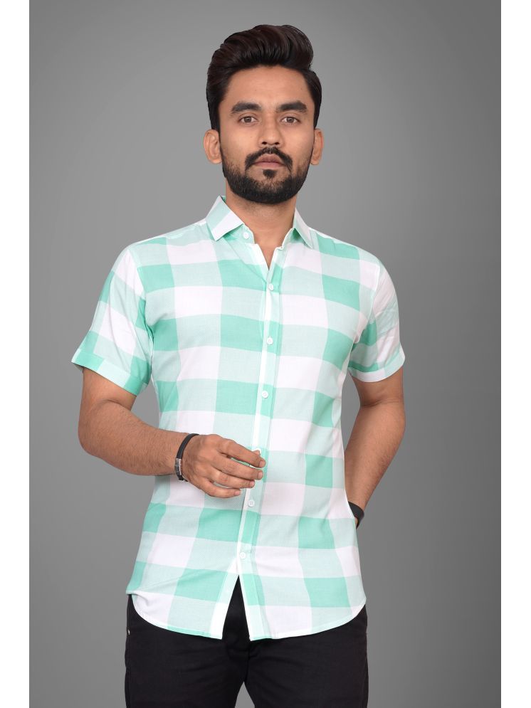     			SUR-T Viscose Regular Fit Checks Half Sleeves Men's Casual Shirt - Sea Green ( Pack of 1 )