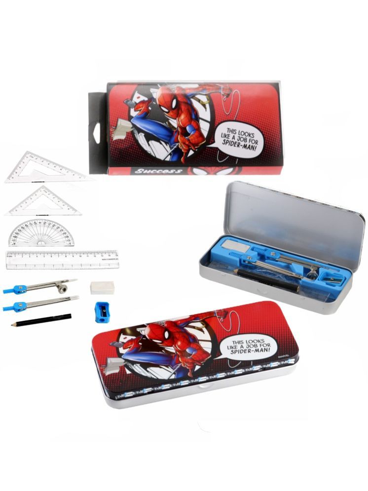     			Seema Character Printed Mathematical Drawing Instrument Geometry Box for students 10 Pieces(Pack of 1,Spiderman) Art Metal Pencil Box  (Set of 1, Multicolor)