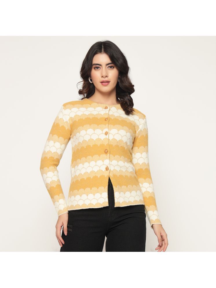     			TAB91 Acrylic Round Neck Women's Buttoned Cardigans - Yellow ( Single )