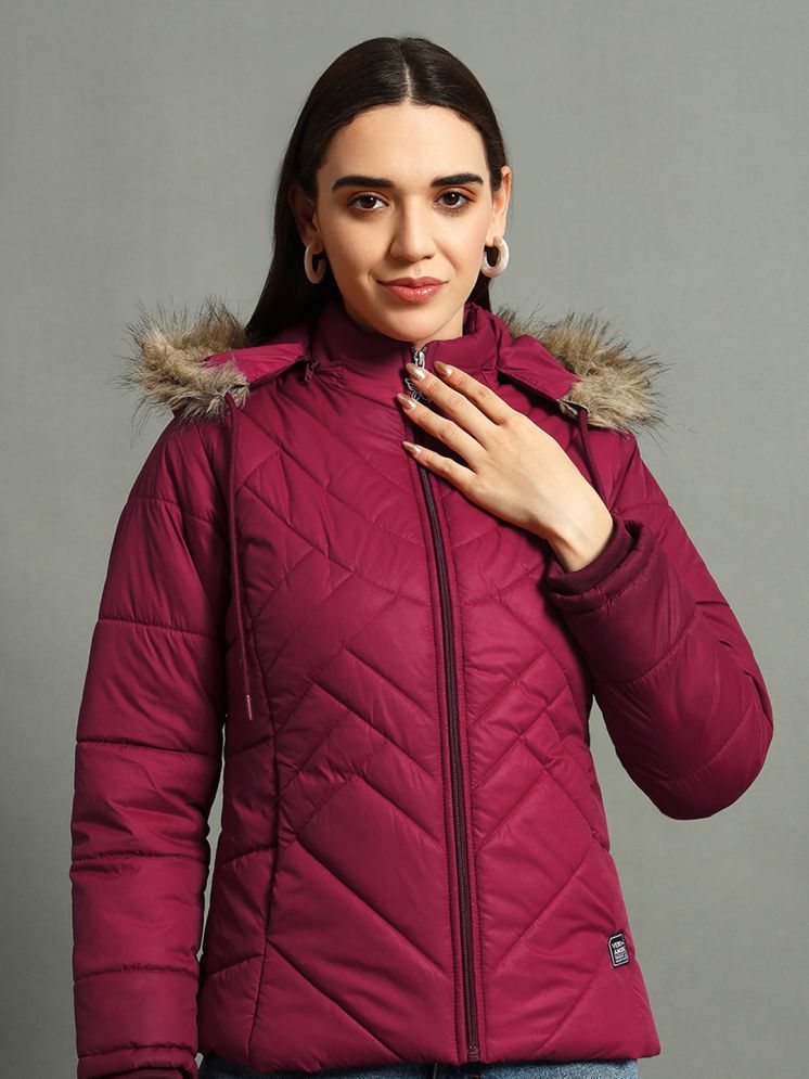     			VERO MODERNO - Polyester Maroon Quilted/Padded Jackets