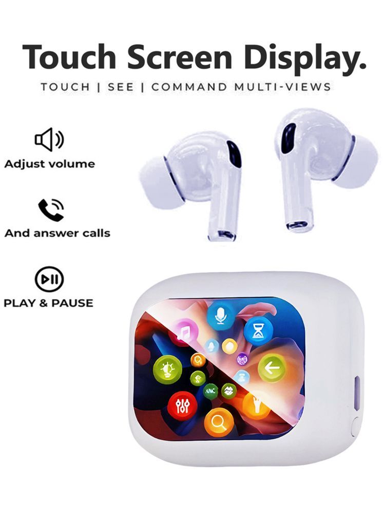     			Vertical9 Touch Screen Earbud Bluetooth True Wireless (TWS) In Ear 6 Hours Playback Active Noise cancellation IPX4(Splash & Sweat Proof) White