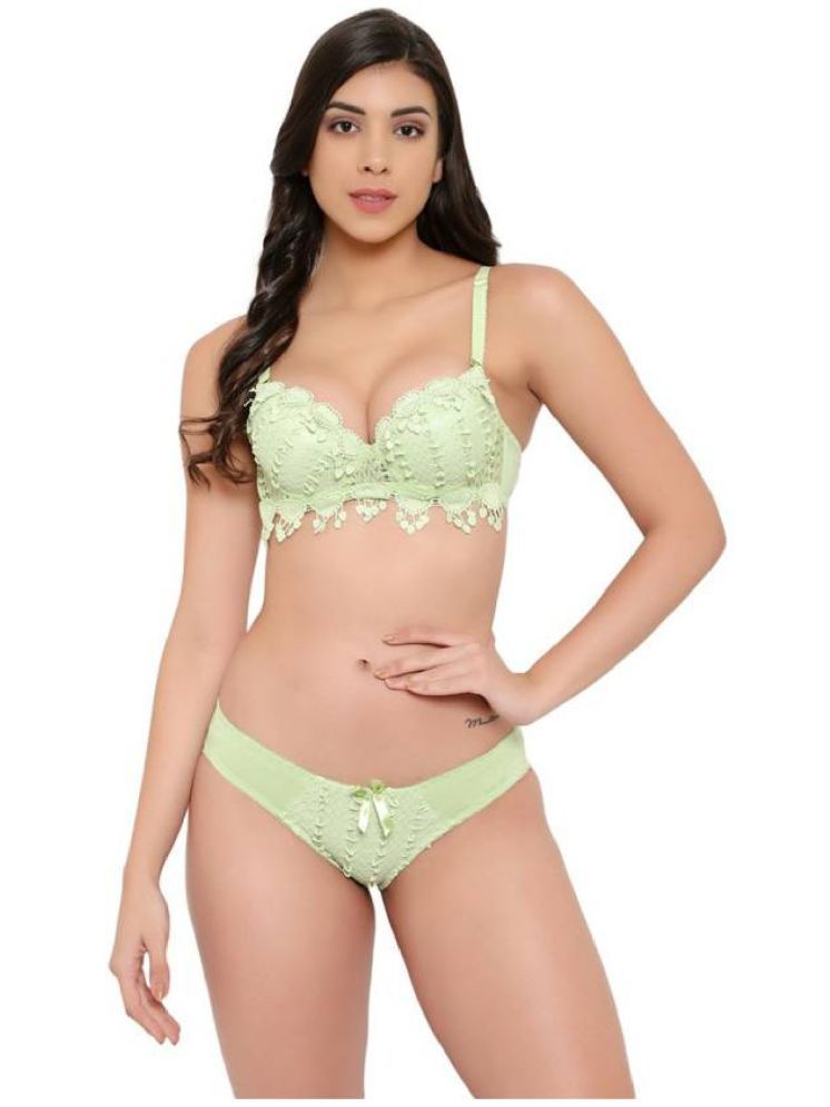     			Vividvibe Pack of 1 Cotton Lycra Women's Bra & Panty Set ( Green )