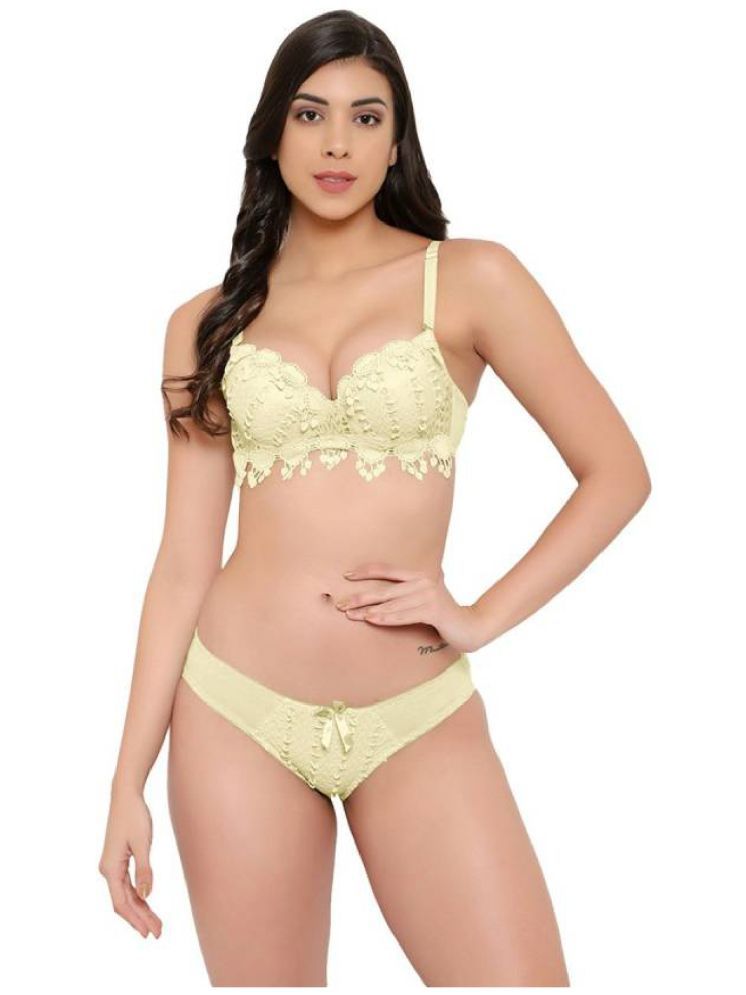     			Vividvibe Pack of 1 Cotton Lycra Women's Bra & Panty Set ( Yellow )