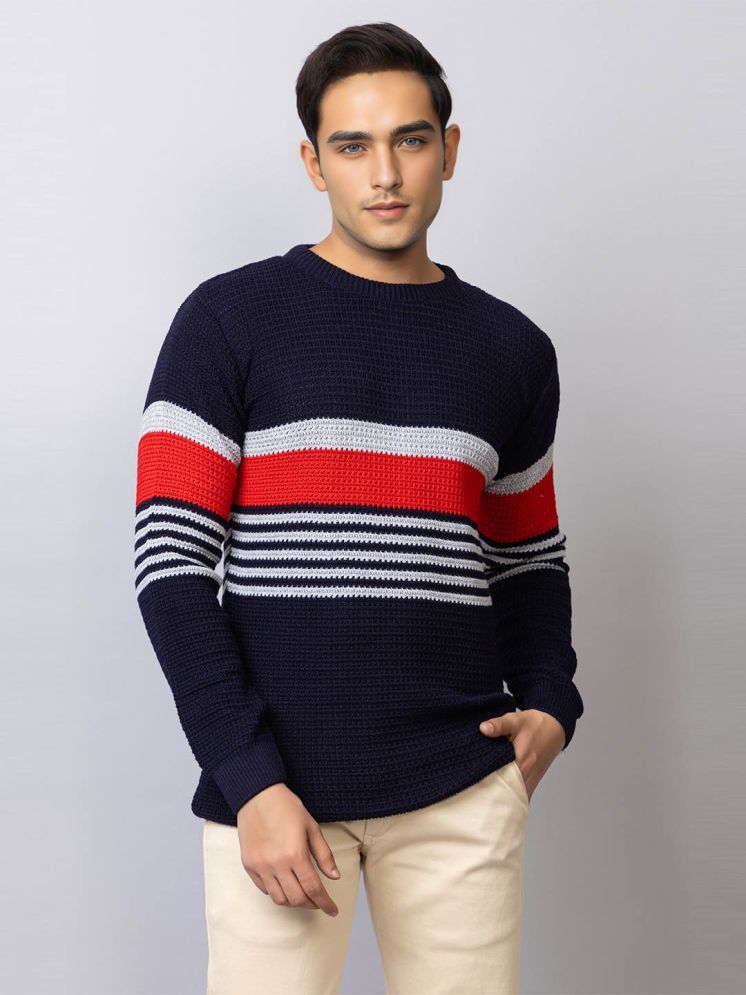     			tysort Acrylic Round Neck Men's Full Sleeves Pullover Sweater - Navy Blue ( Pack of 1 )