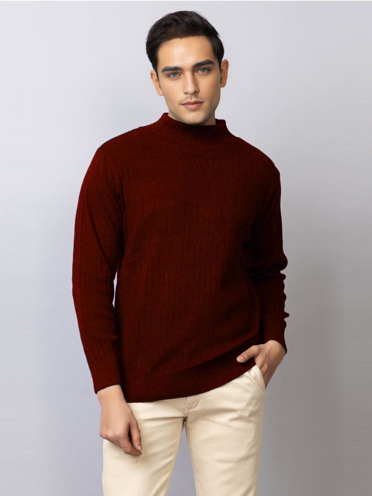     			tysort Woollen Blend High Neck Men's Full Sleeves Pullover Sweater - Maroon ( Pack of 1 )