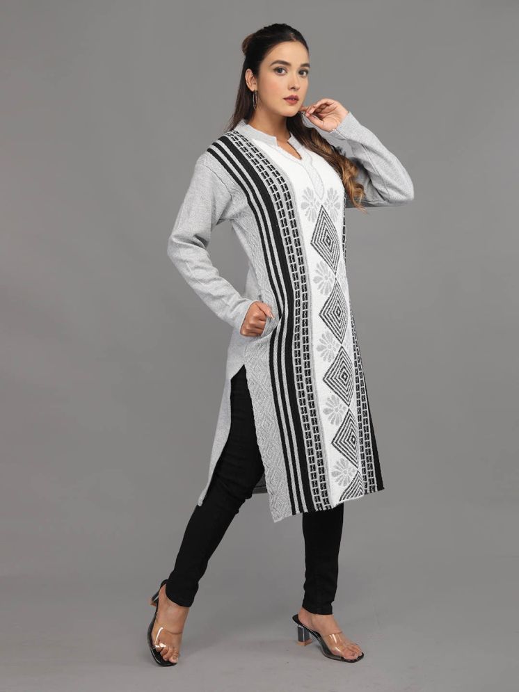     			tysort Woollen Printed Straight Women's Kurti - Grey ( Pack of 1 )