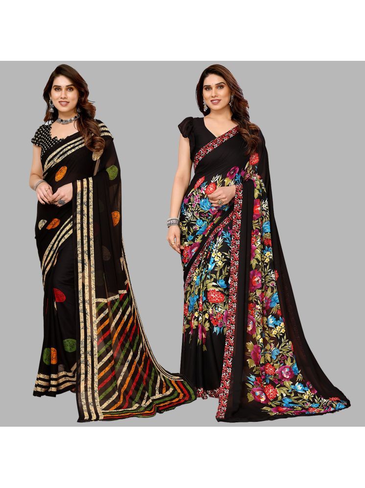     			ANAND SAREES Georgette Printed Saree With Blouse Piece - Multicolor ( Pack of 2 )