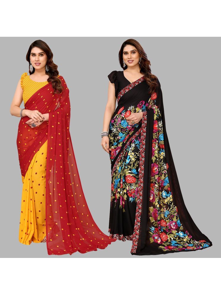     			ANAND SAREES Georgette Printed Saree With Blouse Piece - Multicolor ( Pack of 2 )