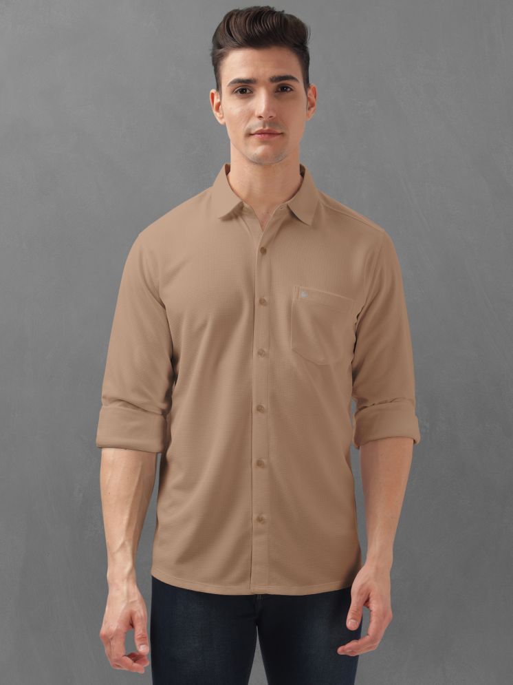     			BULLMER Cotton Blend Regular Fit Self Design Full Sleeves Men's Casual Shirt - Brown ( Pack of 1 )