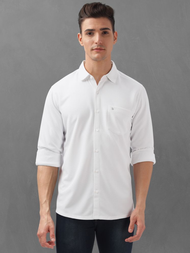     			BULLMER Cotton Blend Regular Fit Self Design Full Sleeves Men's Casual Shirt - White ( Pack of 1 )