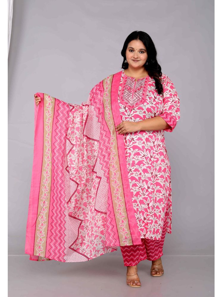     			Jyoti Cotton Printed Kurti With Pants Women's Stitched Salwar Suit - Pink ( Pack of 1 )