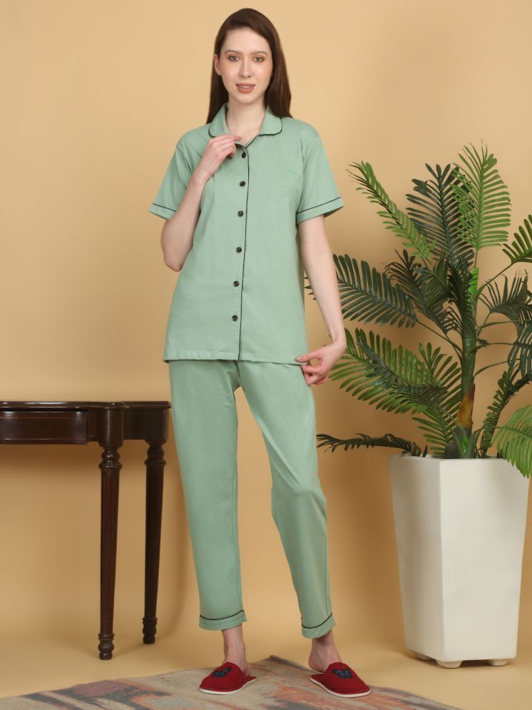     			Klotthe Green Cotton Women's Nightwear Nightsuit Sets ( Pack of 1 )