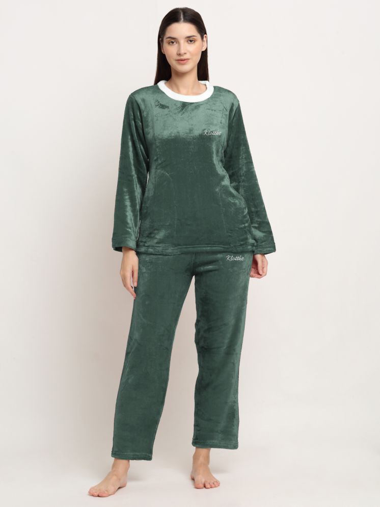     			Klotthe Green Woollen Women's Nightwear Nightsuit Sets ( Pack of 1 )