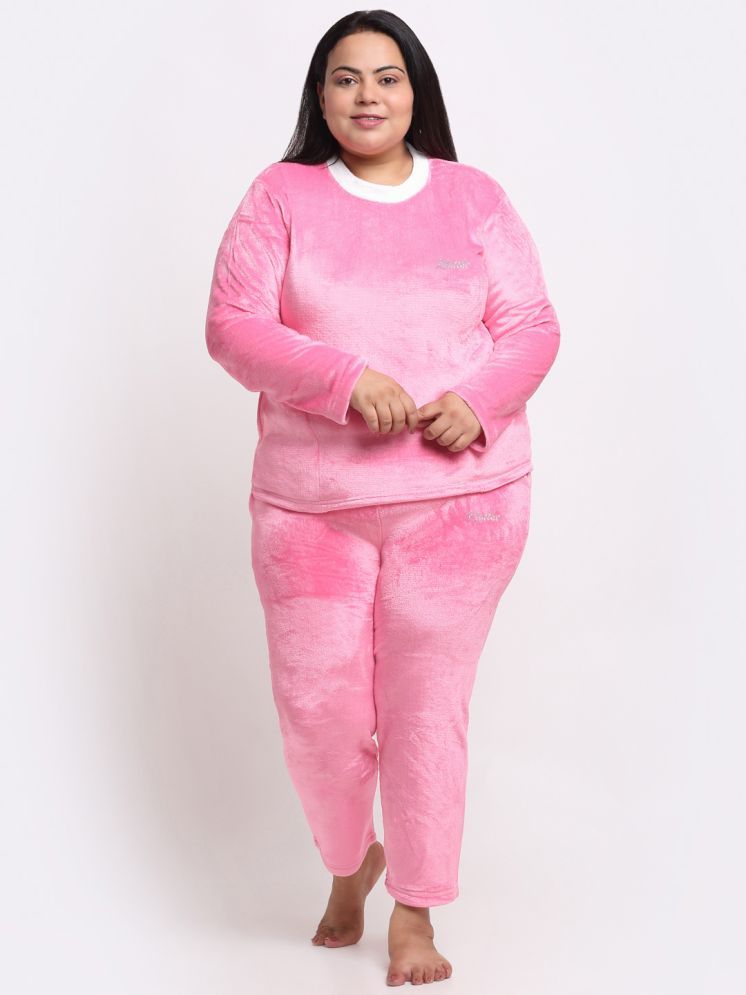     			Klotthe Light Pink Woollen Women's Nightwear Nightsuit Sets ( Pack of 1 )