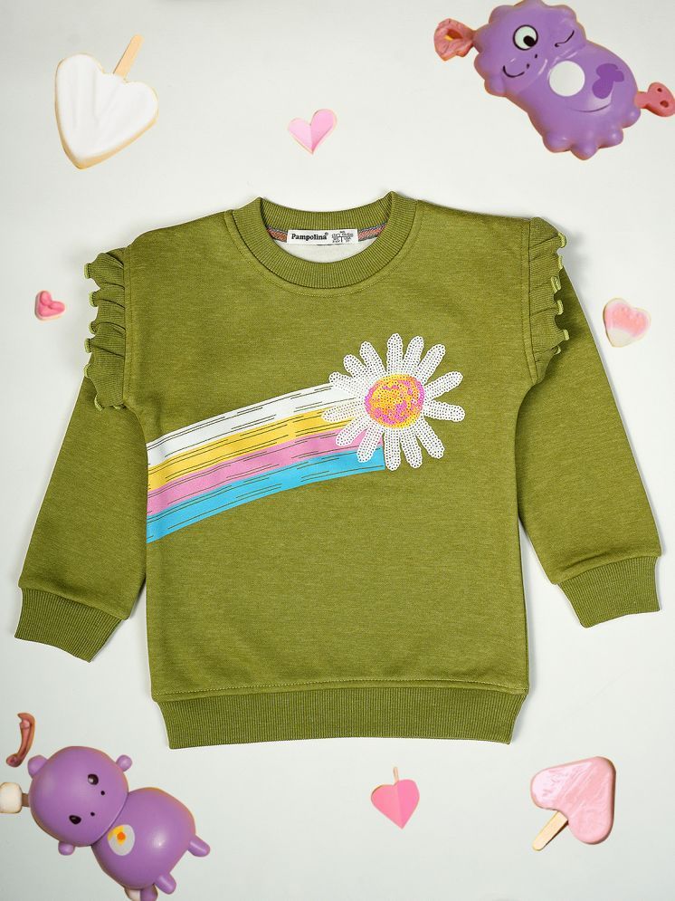     			PAMPOLINA Girls Cotton Blend Sweatshirt ( Light Green )