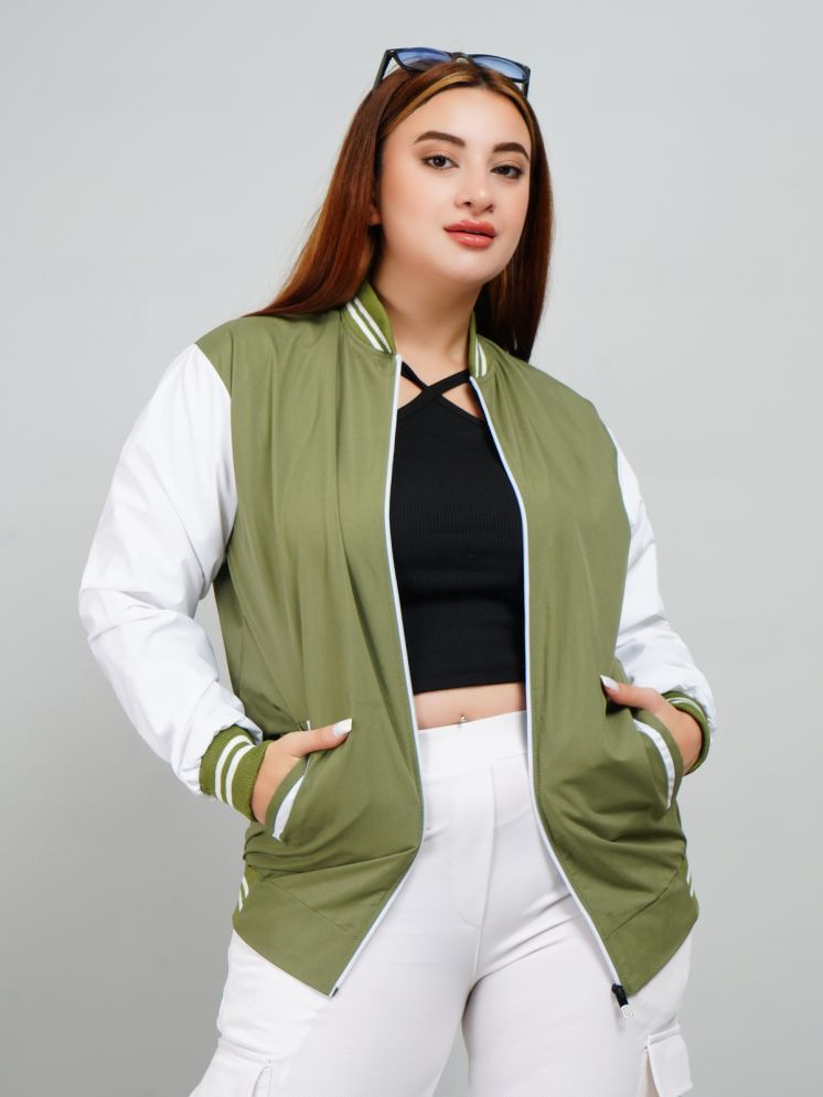     			PLUS PARADISE - Polyester Green Bomber Jackets