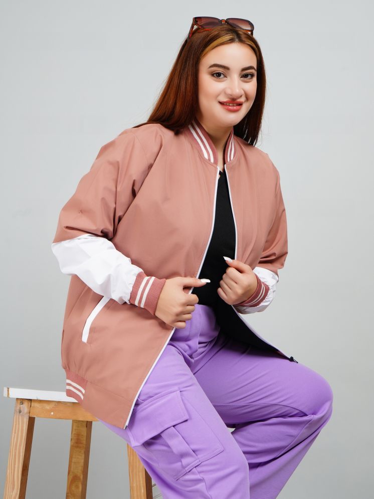     			PLUS PARADISE - Polyester Peach Bomber Jackets