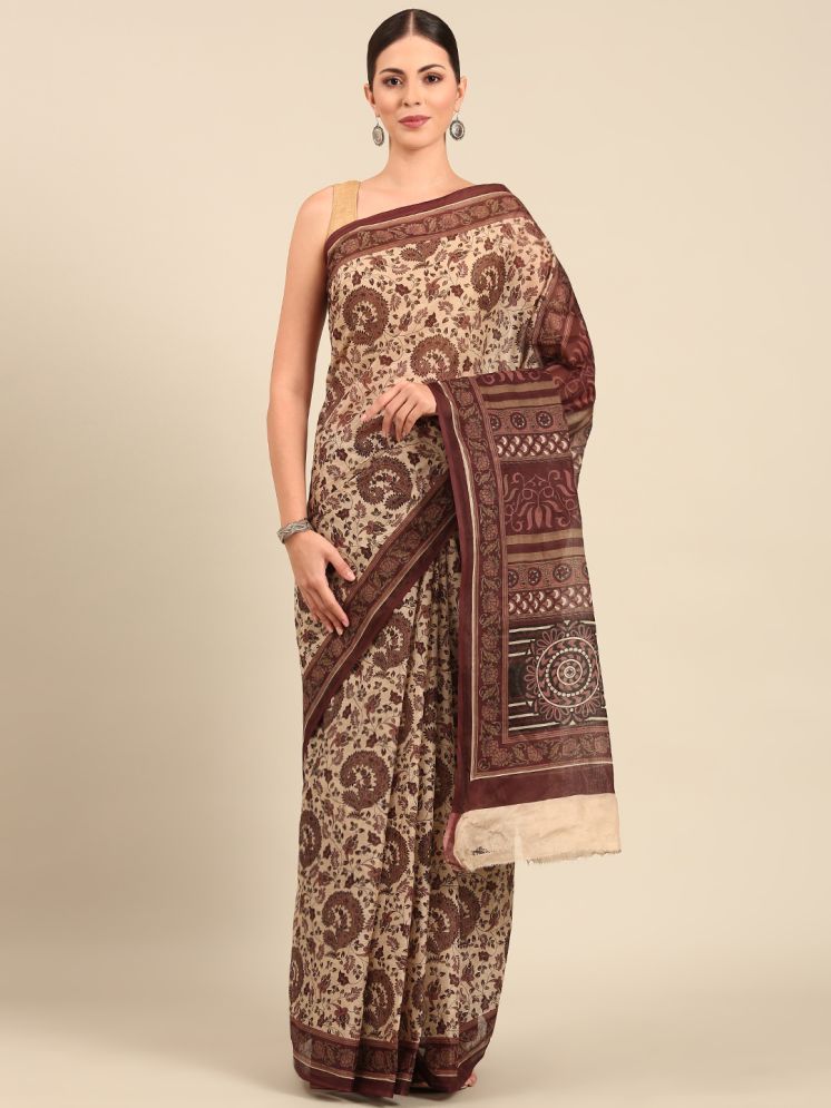     			SHANVIKA Cotton Printed Saree Without Blouse Piece - Beige ( Pack of 1 )