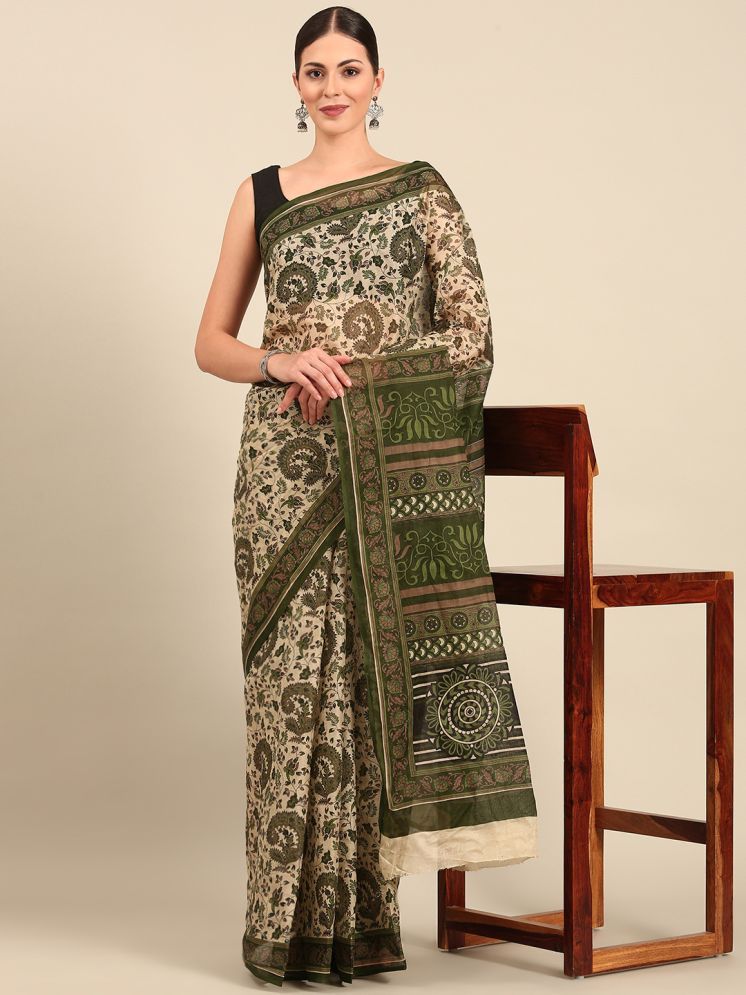     			SHANVIKA Cotton Printed Saree Without Blouse Piece - Beige ( Pack of 1 )