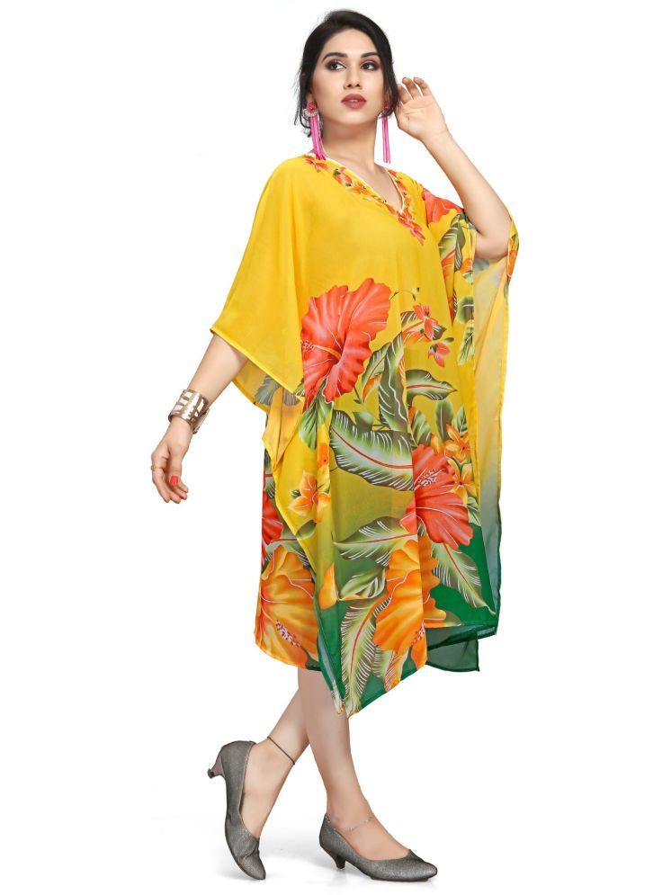     			SILK SUTRA Yellow,Green Polyester Women's Kaftan ( Pack of 1 )