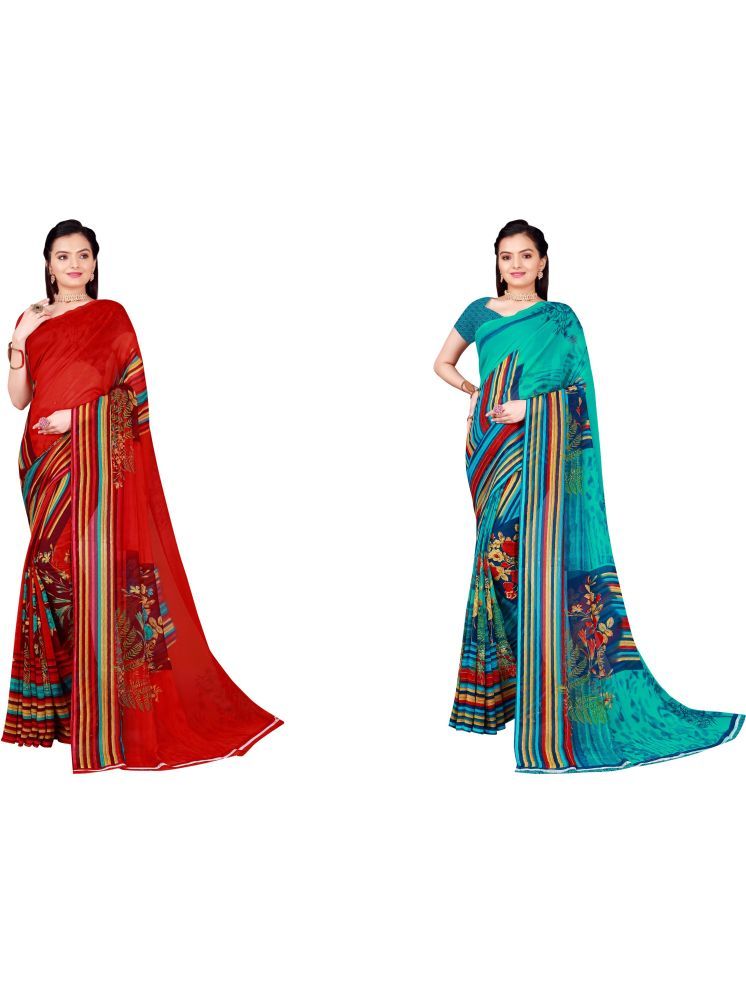     			Samai Cotton Silk Printed Saree With Blouse Piece - Multicolor1 ( Pack of 2 )