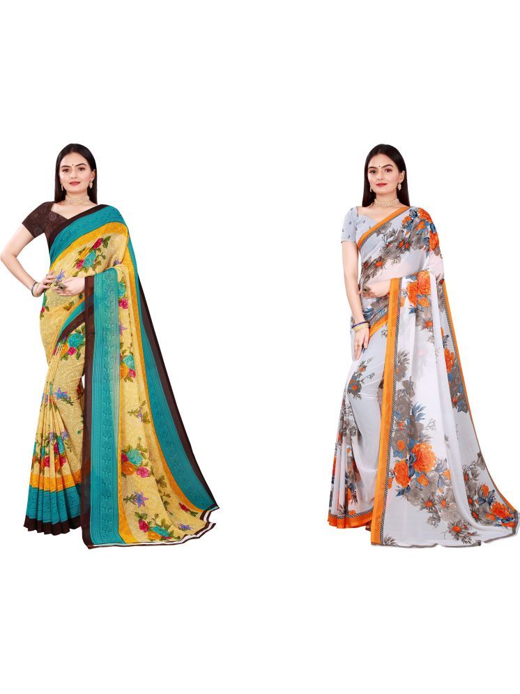     			Samai Cotton Silk Printed Saree With Blouse Piece - Multicolor8 ( Pack of 2 )