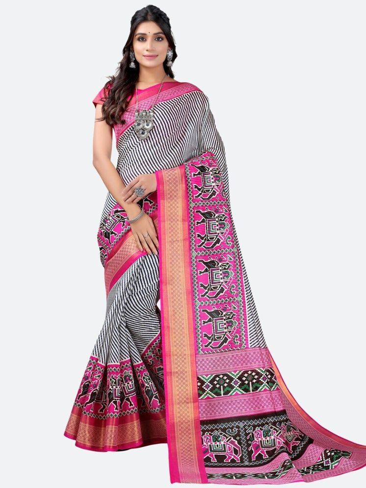     			Samai Cotton Silk Printed Saree With Blouse Piece - Multicolor ( Pack of 1 )