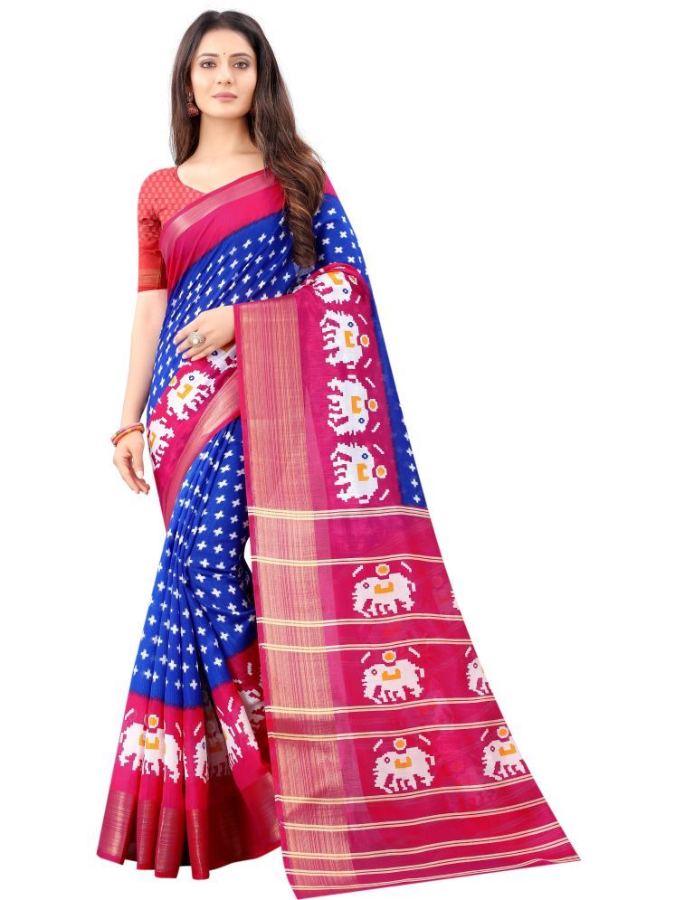     			Samai Cotton Silk Printed Saree With Blouse Piece - Multicolor8 ( Pack of 1 )