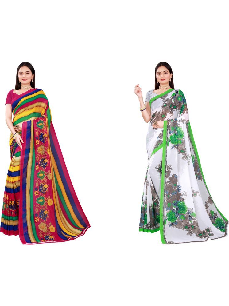     			Samai Cotton Silk Printed Saree With Blouse Piece - Multicolor9 ( Pack of 2 )