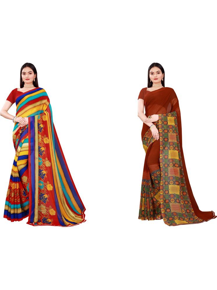     			Samai Cotton Silk Printed Saree With Blouse Piece - Multicolor5 ( Pack of 2 )