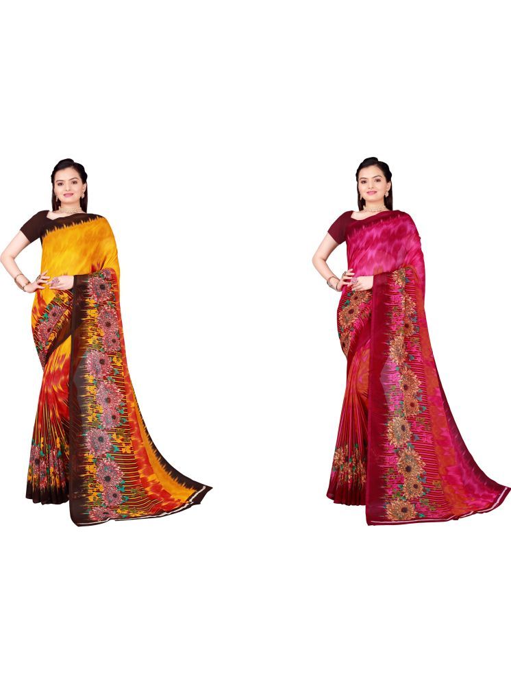     			Samai Cotton Silk Printed Saree With Blouse Piece - Multicolor1 ( Pack of 2 )