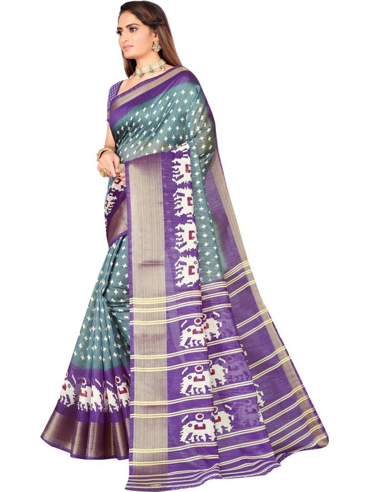     			Samai Cotton Silk Printed Saree With Blouse Piece - Multicolor7 ( Pack of 1 )