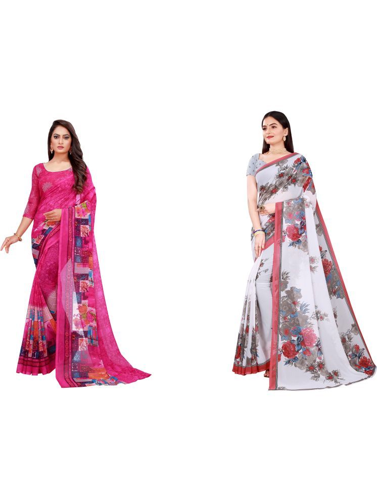     			Samai Cotton Silk Printed Saree With Blouse Piece - Multicolor4 ( Pack of 2 )