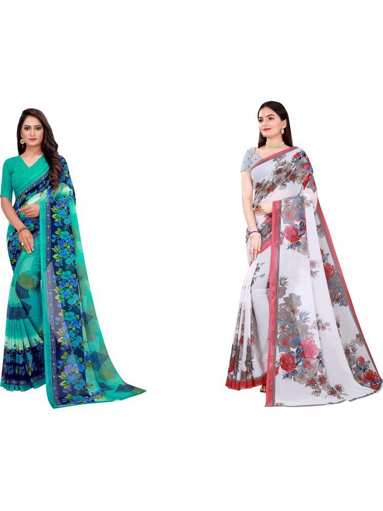     			Samai Cotton Silk Printed Saree With Blouse Piece - Multicolor3 ( Pack of 2 )