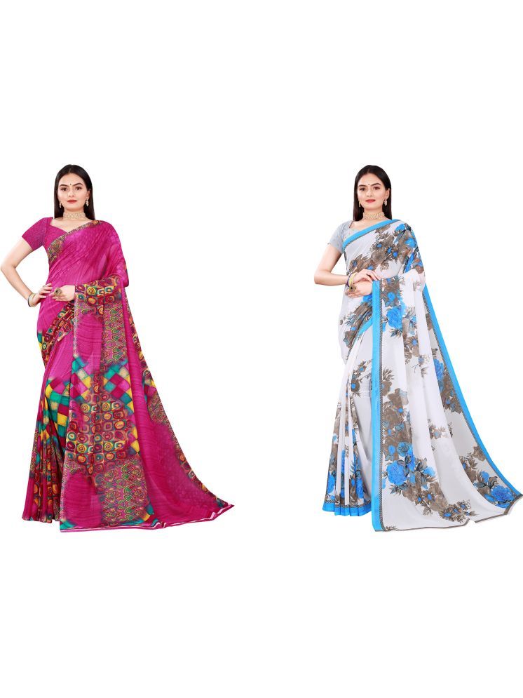     			Samai Cotton Silk Printed Saree With Blouse Piece - Multicolor1 ( Pack of 2 )