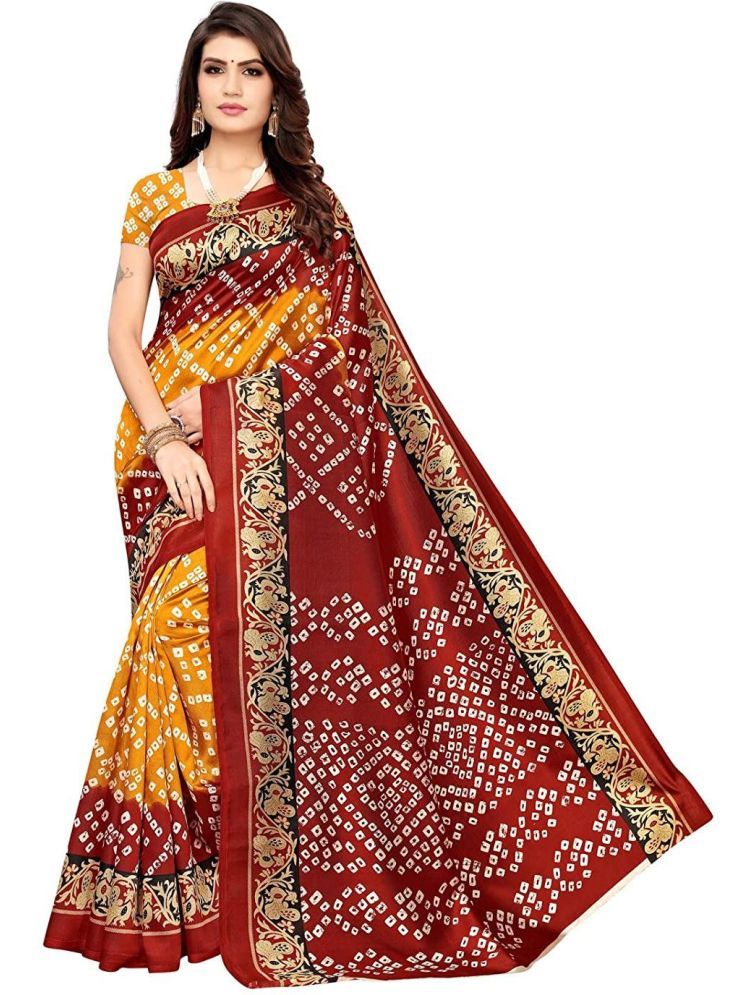     			Samai Cotton Silk Printed Saree With Blouse Piece - Maroon ( Pack of 1 )