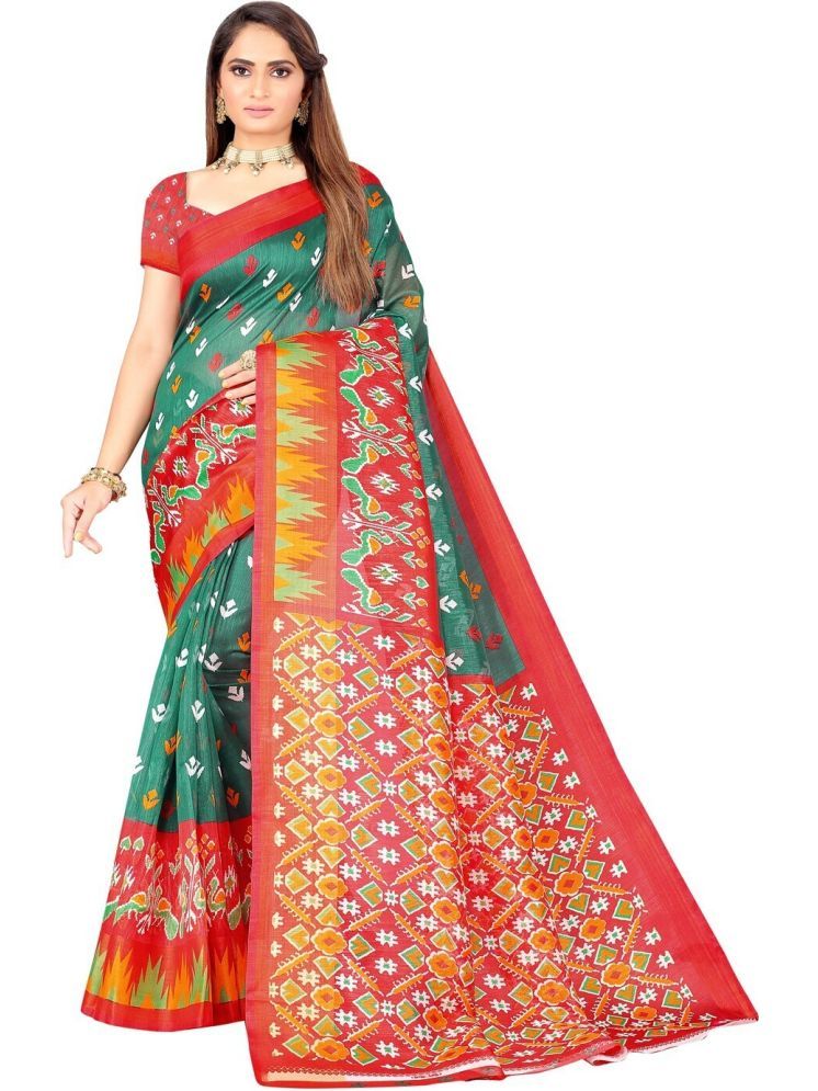     			Samai Cotton Silk Printed Saree With Blouse Piece - Multicolor5 ( Pack of 1 )