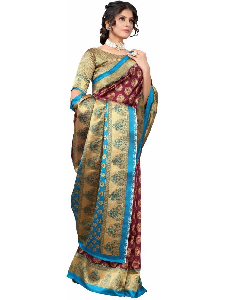     			Samai Cotton Silk Printed Saree With Blouse Piece - Silver ( Pack of 1 )