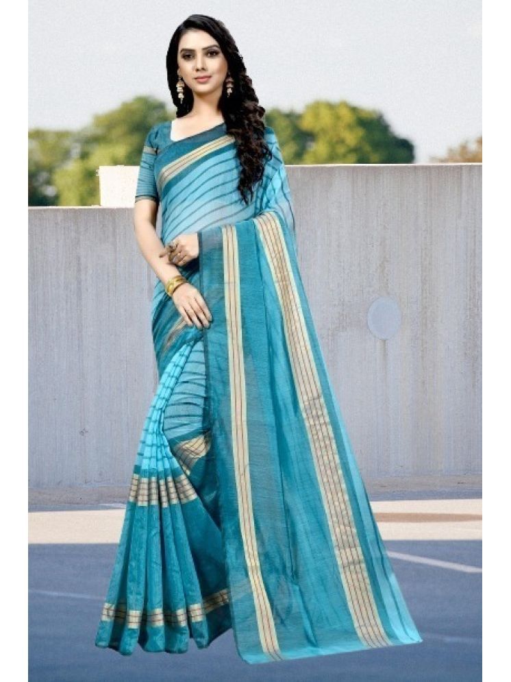     			Samai Cotton Silk Solid Saree With Blouse Piece - Light Blue ( Pack of 1 )